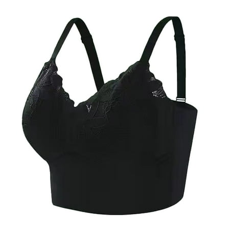 

NECHOLOGY Push Up Bras For Women Women Wirefree Comfortable Padded Lift Push Up Thin Soft Back Smoothing Bra Black 3X-Large