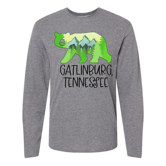 Inktastic Gatlinburg, Tennessee- Mountains and Bear Shape Long Sleeve T-Shirt