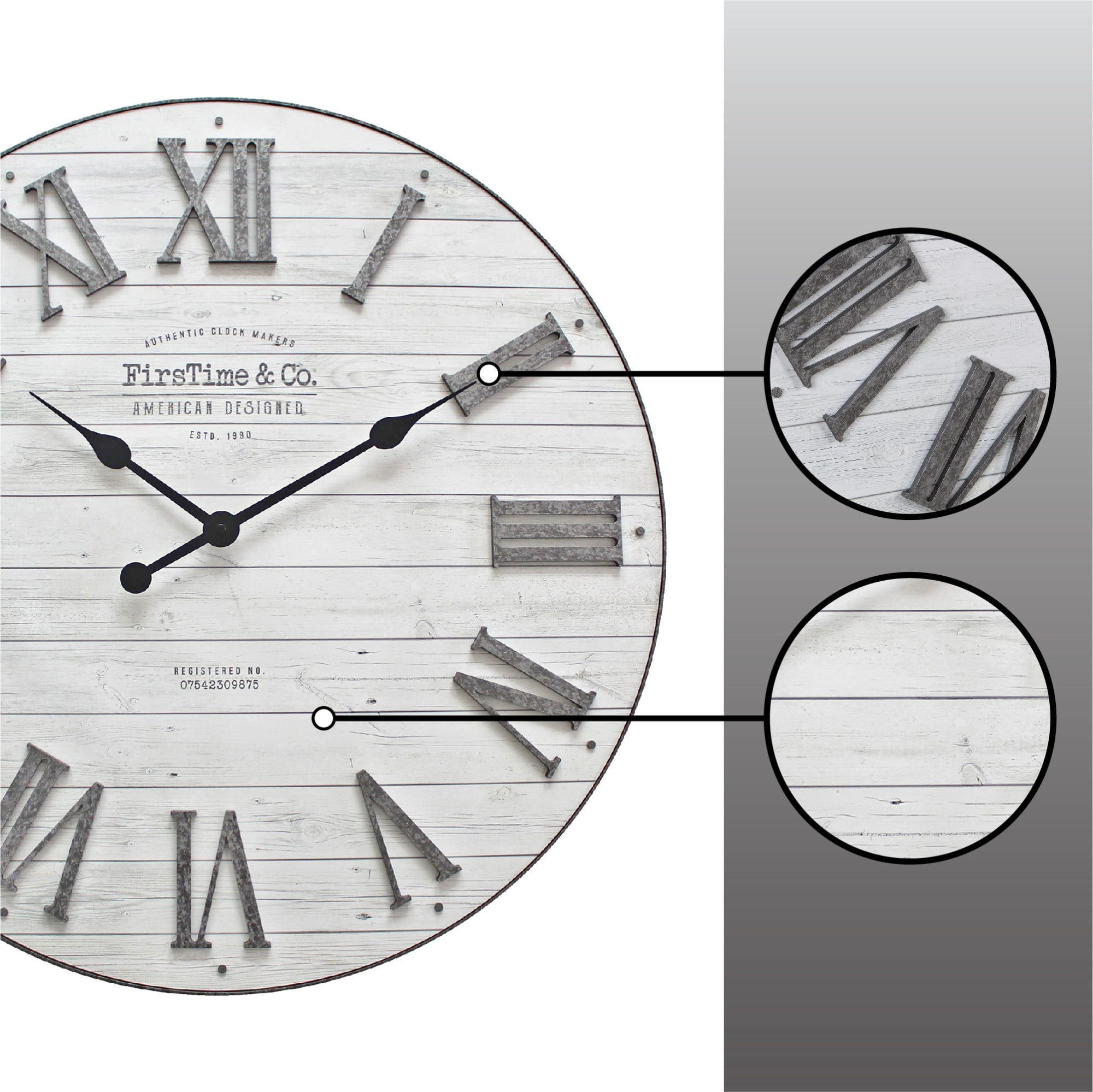 FirsTime & Co. White Emmett Shiplap Wall Clock, Farmhouse, Analog, 27 x 2 x  27 in