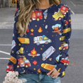 thumbnail image 2 of Sweatshirt For Womens Crewneck Fire Engine Car Truck Hoodies Teen Girls Cute, 2 of 7