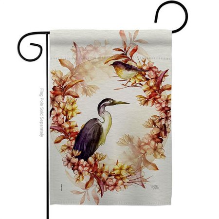 Breeze Decor G120266-BO Birds Wreath Animals Bird 13 x 18.5. in. Double-Sided Decorative Horizontal House Garden Flag for Decoration Banner Yard Gift