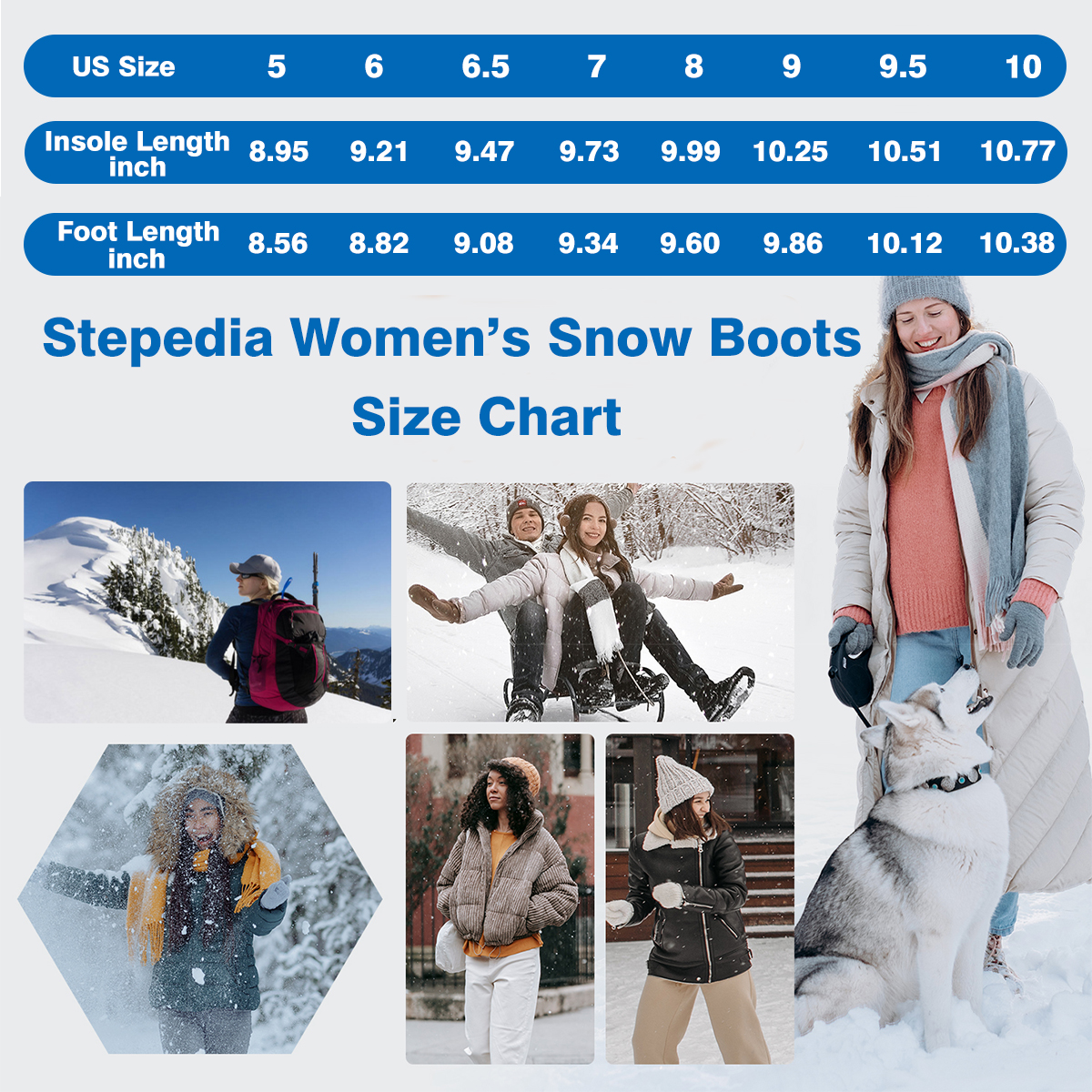 Stepedia Women's Waterproof Winter Snow Boots Mid-Calf Booties photo 5