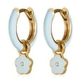 thumbnail image 3 of Gold Plated Sterling Silver Blue Enamel Huggie with Flower Charm Earrings for Women - 20.3MM, 3 of 4