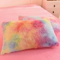 thumbnail image 4 of Wajade Plush Duvet Cover Set 3 Piece - Luxury Ultra Soft Fluffy Fuzzy Comforter Cover with 2 Pillow Shams Faux Fur Bedding Set,Full Size,Rainbow Pink, 4 of 6