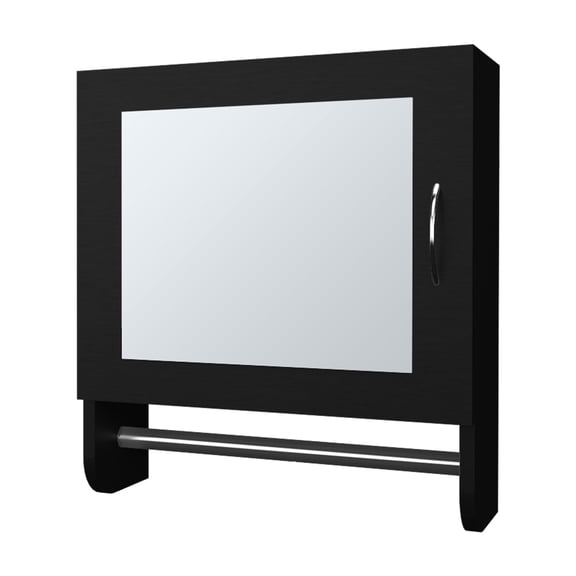 FM FURNITURE Pine medicine cabinet in melamine with a towel bar and mirror included,black