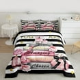 thumbnail image 2 of Manfei Beautiful Bowtie Perfume Queen Comforter Set,Romance Floral Flower Bedding Sets,Black Geometric Stripes Bedding Comforter Set For Child,Microfiber Bedroom Decor Reversible,3-Piece, 2 of 8