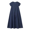 thumbnail image 5 of Fewfanhot Dresses for Women Casual Short Sleeve V Neck Maxi Dresses Loose Side Long Tshirt Dress with Pockets, 5 of 5