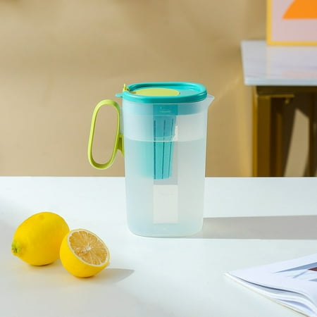 

PTJKU 1 55L Refrigerator Fruit Infuser Pitcher - Large Capacity Cold Water Jug with Filter for Iced Tea Juice & Beverages Green