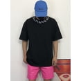 thumbnail image 5 of Camiseta informal holgada y versátil de manga corta con estampado de letras roscadas y escote de Palm Angels para hombre y mujer, modernaBlanco, 5 of 5