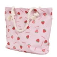 thumbnail image 2 of Premium Fruit Print Lemon Strawberry Watermelon Canvas Tote Shoulder Bag Handbag, 2 of 3