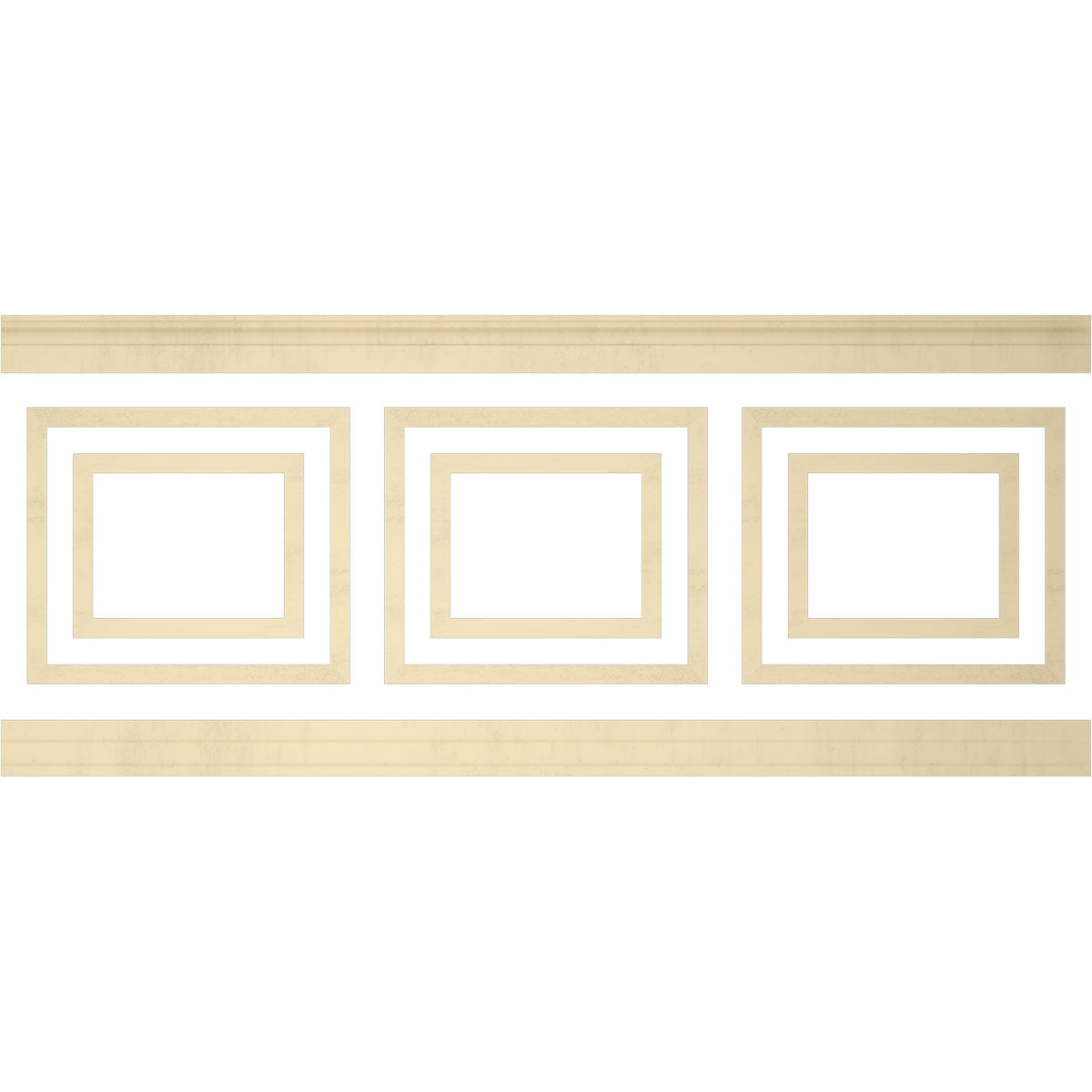 Ekena millwork 94 1/2"L (Adjustable 40"H to 44"H) Ashford Square Double Panel Traditional Wainscot Paneling Kit