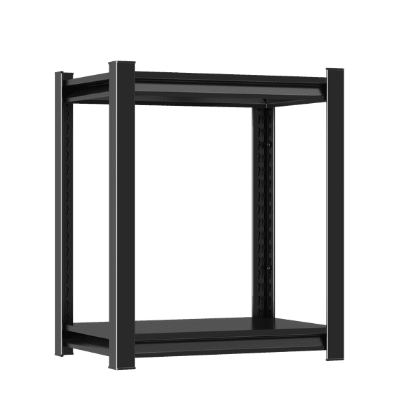 2-Tier Garage Shelving Heavy Duty Metal Shelving 1000LBS Storage Shelves 22" H x 16" W x 16" D Adjustable Metal Shelves for Storage Large Garage Shelf for Warehouse Basement Black