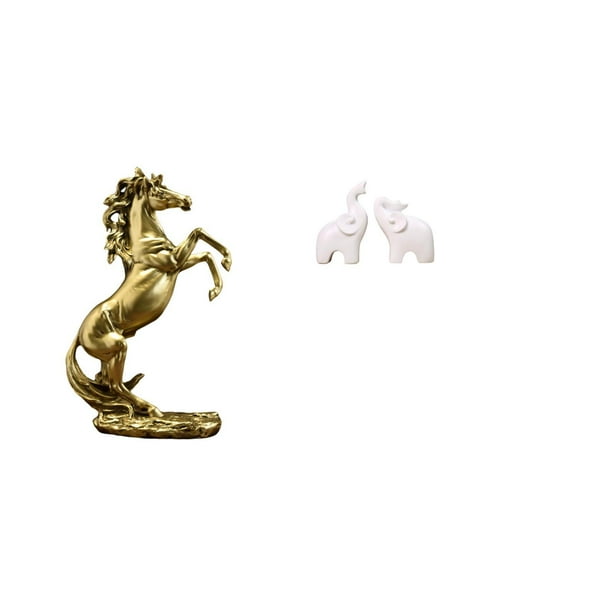 Estatua del caballo,Estatua de caballo de pie hecha a mano de resina de cafetería,Escultura de elefante,Esculturas de elefantes de resina para decoración del hogar,Estatuas de animales para