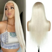 Platinum Blonde Lace Front Wigs Human Hair Pre Plucked #60 Straight Human Hair Wig 13x4 HD Transparent Lace Frontal Wig Glueless Silver Lace Front Wigs for Women 180 Density 24 Inch