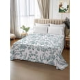 thumbnail image 3 of Full Size Flat Sheet Only, Teal Blue Green Soft Brushed Microfiber Bed Sheets, Vintage Farmhouse Boho Flower Leaf Hotel Quality Breathable Bedding Top Sheet, Easy Care, 81"x96", 3 of 9