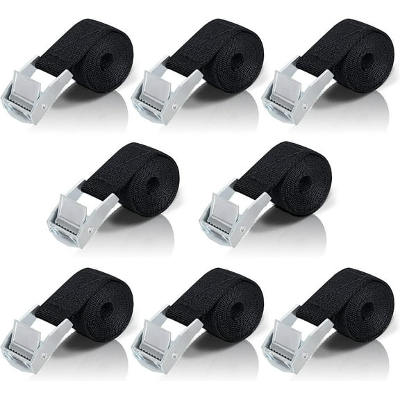 1M Tie Down Strap, 8 Pieces Ratchet Strap with Zinc Alloy Buckle for Fixing Motorcycle/Car/Bike Carrier/Luggage/Moving Pulling Power