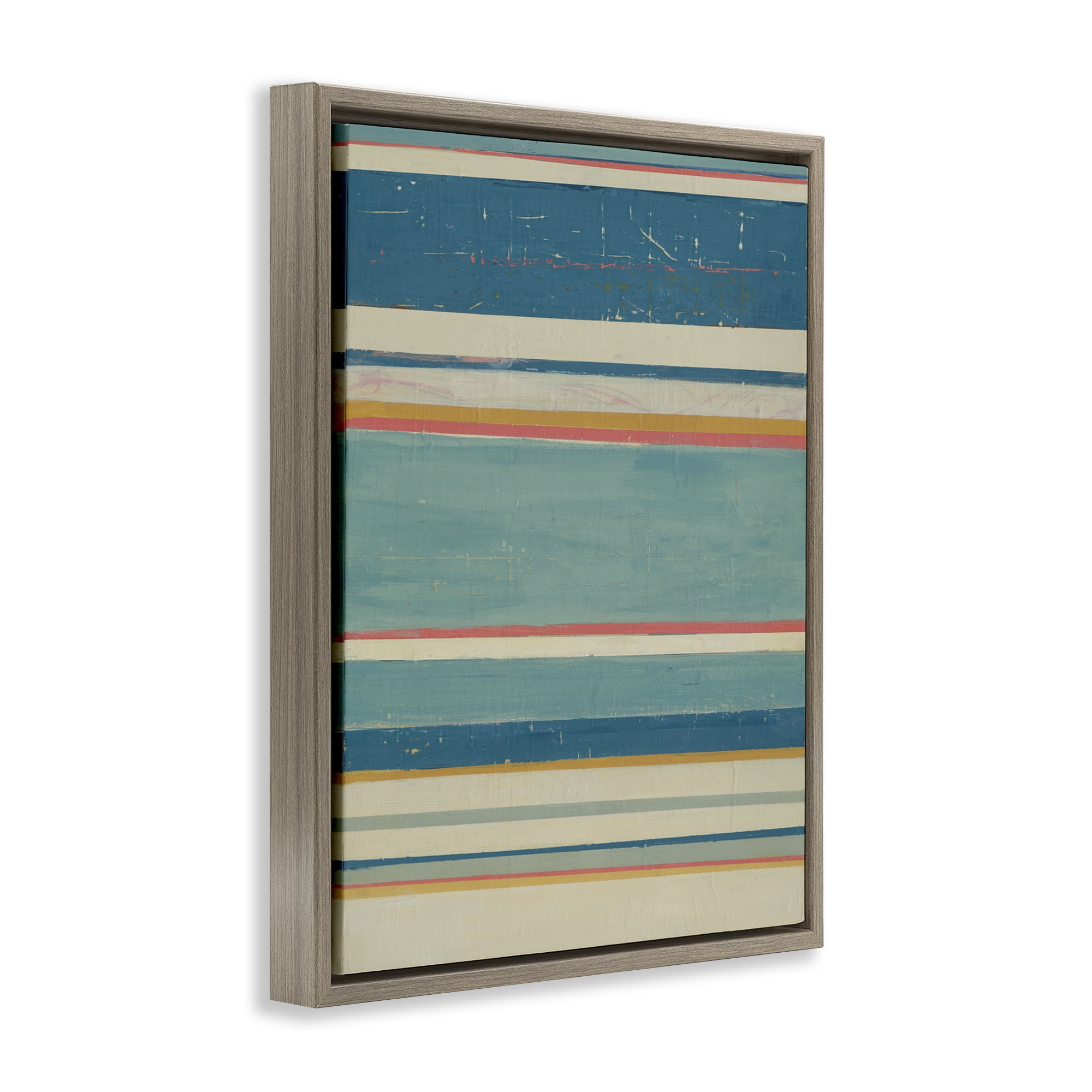 Stupell Industries Nautical Linear Pattern Abstract Painting Brown Floater Framed Canvas Art Print Wall Art, 25 x 31