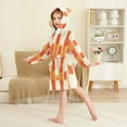 thumbnail image 4 of FORMRS Niños Bathrobe Unisex Hooded Robe Soft Plush Pajamas Sleepwear, Size 10-12T, Beige Geometric Circles, 4 of 7