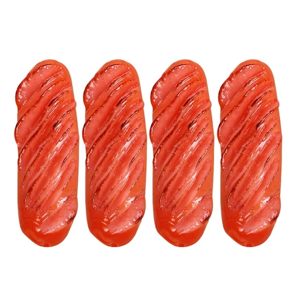 4 salchichas artificiales realistas, réplicas de perritos calientes, accesorios de fotografía, mini salchichas asadas decorativas