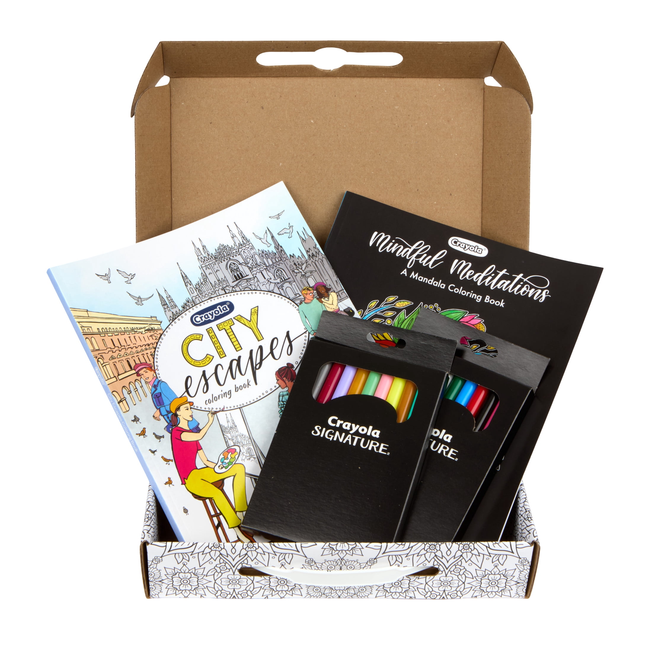 Crayola Creative Enthusiast Gift Set, 2 Adult Coloring Books and 20 Ct Premium Markers, Relaxing Activity, Arts and Crafts, Ages 8, 9, 10, 11