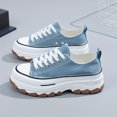 thumbnail image 1 of Zapatos De Lona Con Plataforma Para Mujer, Cómodos Zapatos Redondos Con Cordones Y Punta Cerrada, Zapatos Casuales De Color Sólido, 1 of 4