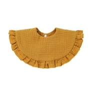 Baby Gauze Feeding Drool Bib Ruffle Solid Infants Saliva Towel Soft Cotton Burp Cloth For Toddler Kids Bibs Korean Style New Yellow