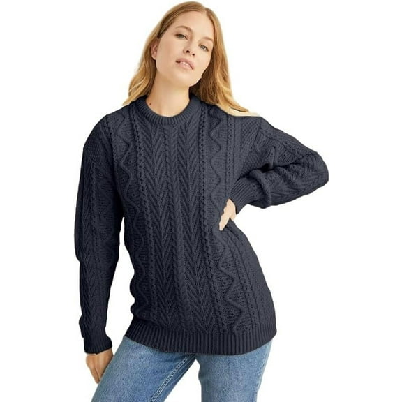 Aran Woollen Mills Newgrange Traditional 100% Merino Wool Unisex Long Sleeve Sweater