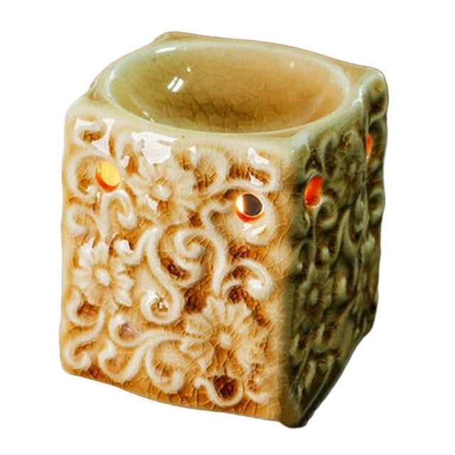 Quemador de aceite esencial derretido, portavelas, calentador de aceite, lámpara de aceite aromático para el hogar Cuadrado Amarillo7.5x7cm