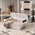 thumbnail image 3 of IRIS USA 13 Qt Storage Bin, Stackable Containers, Tote Organizers with Lids, Pearl, 6 Pack, 3 of 10