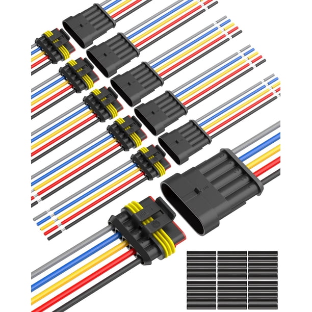 Conector Impermeable NAOEVO de 5 Pines 16 AWG con Tubo Termocontraíble