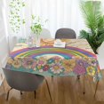 thumbnail image 3 of Yayeee Tablecloths 60" x 90" Rectangle Wrinkle Resistant Party Table Cover, Beige Rainbow, 3 of 8