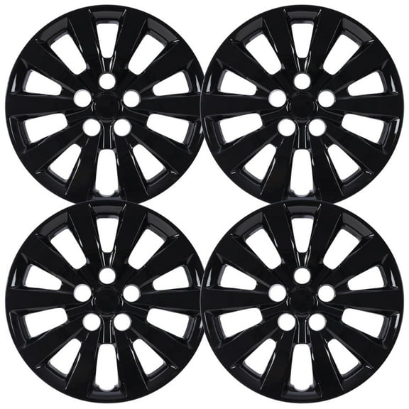 16" Set of 4 Hubcaps Wheel Rims Cover for 2013-2019 Nissan Sentra/ for 2011-2017 Nissan Leaf Compatible with Steel Wheels Snap on Installation PP Material (16-inch, Black Lacquer）