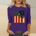 thumbnail image 3 of Wo-Fusoul T-Shirt pour Femmes, Haut à Col Rond Imprimé à Manches Trois Quarts, Chemise Décontractée à Manches 3/4, 3 of 6