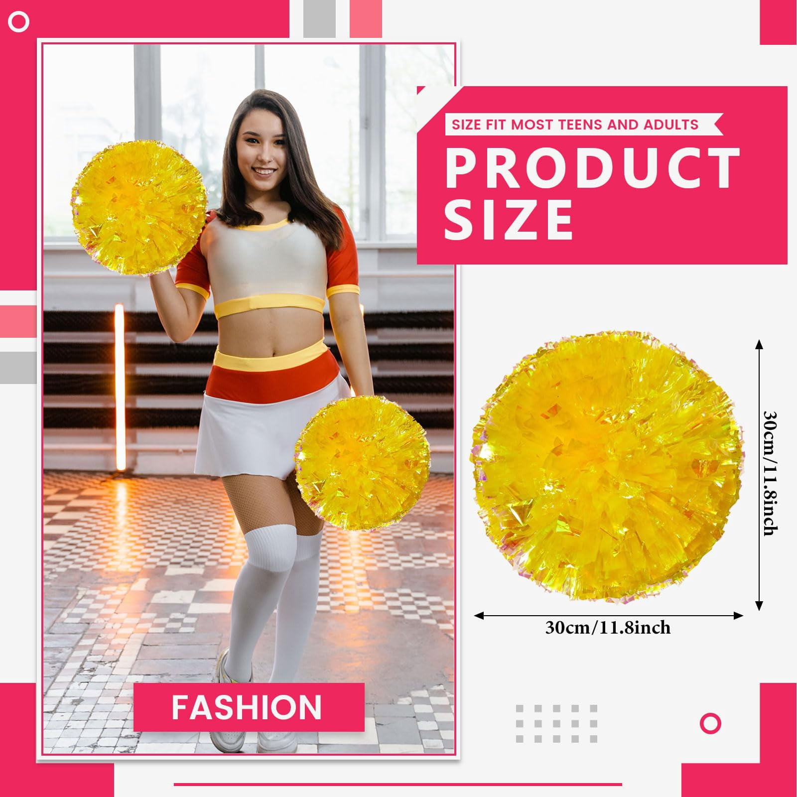 8 Pcs pom poms Cheer,pom poms Cheerleading with Finger Holes Cheer Pom Pomsfor Dance, Matches