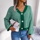thumbnail image 4 of Pntutb Moda Mujer Otoño Invierno Rayas Manga Linterna Manga Larga Cardigan Suéter Abrigo tops Rollbacks Pntutb Pntutb-3941, 4 of 8