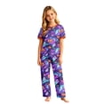 thumbnail image 2 of Family Matching Pajamas, Halloween Pajamas for Family, Halloween Family Pajamas Purple Galaxy Ghost Pumpkin Print Short Sleeve Pants Set for Holiday Celebration, 5 Years, 2 of 7