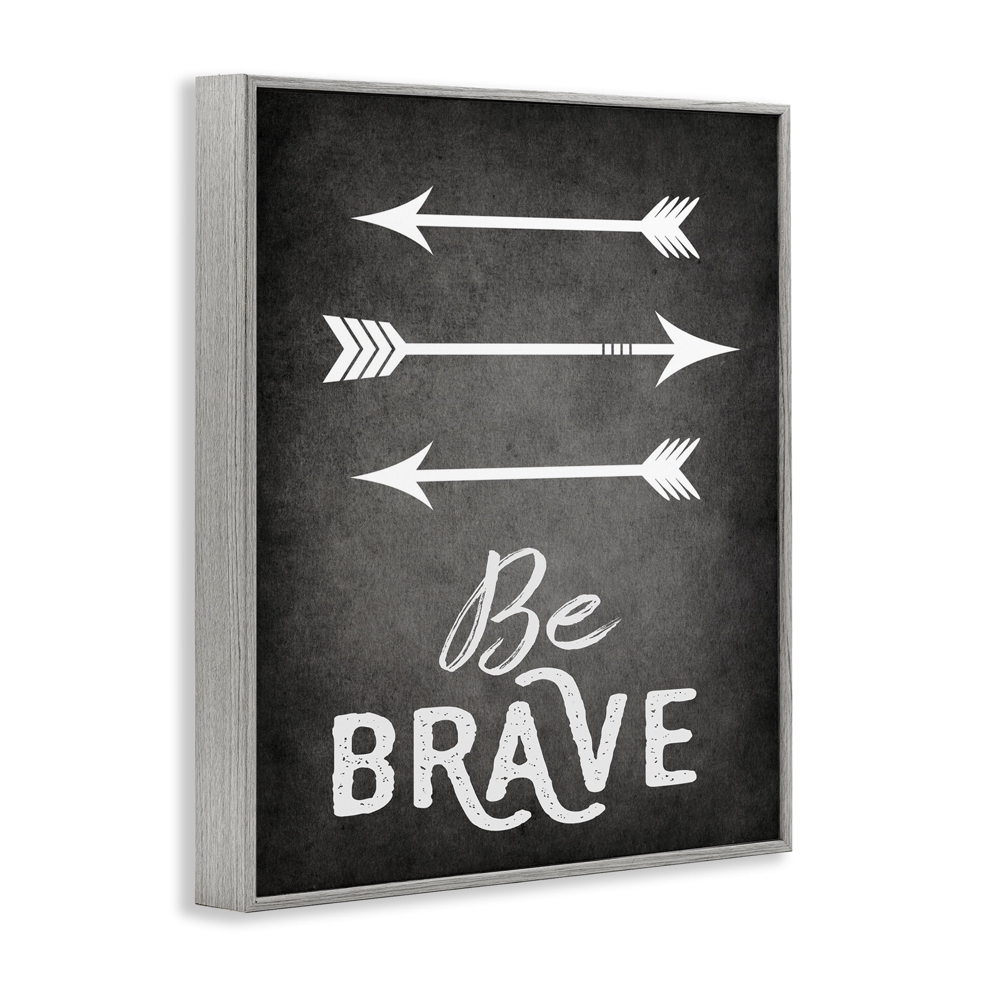 Stupell Industries Be Brave Arrows Typography Painting Gray Framed Art Print Wall Art, 24 x 30
