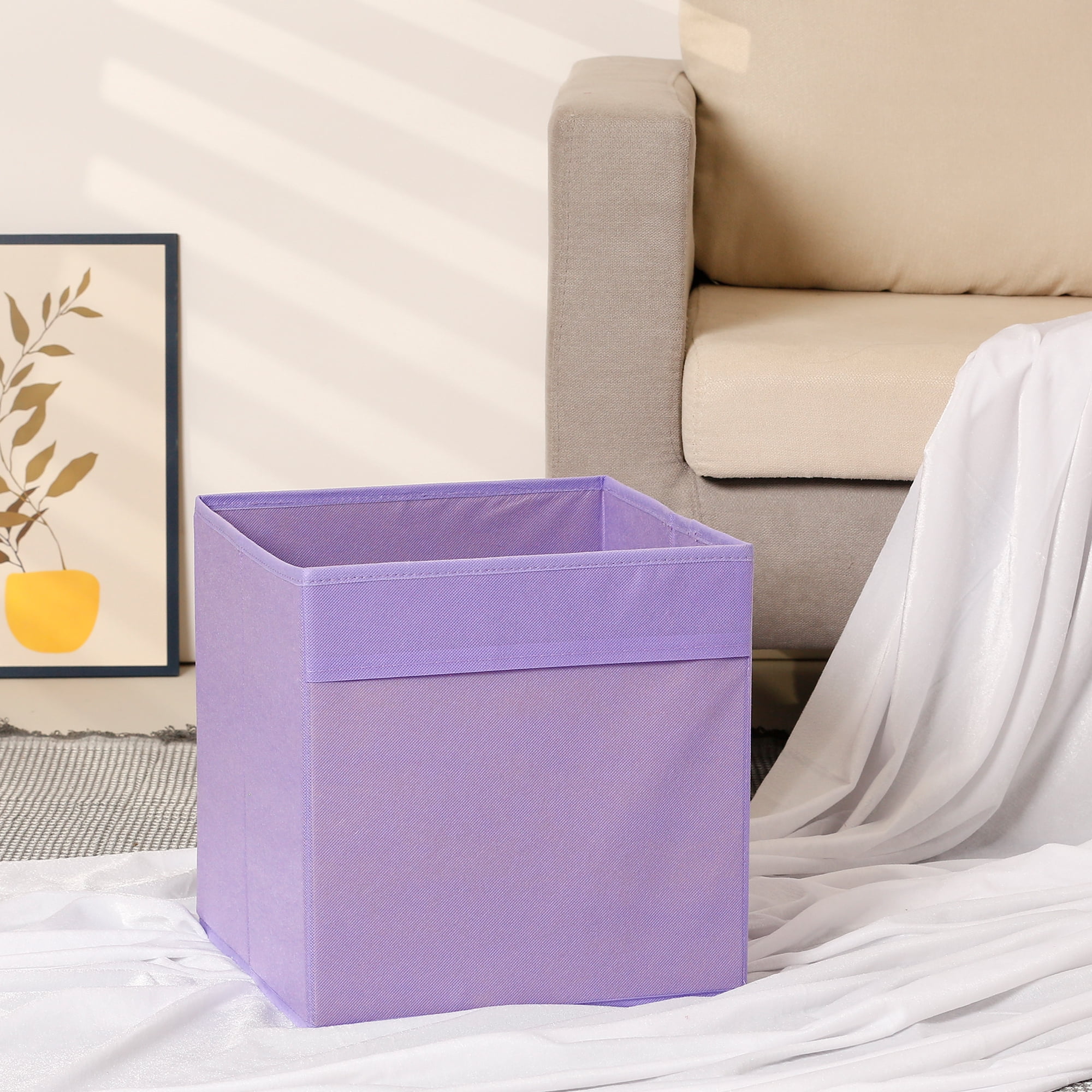 Unique Bargains Fabric Storage Cube Storage Bin Storage Basket Purple 12*12*12in