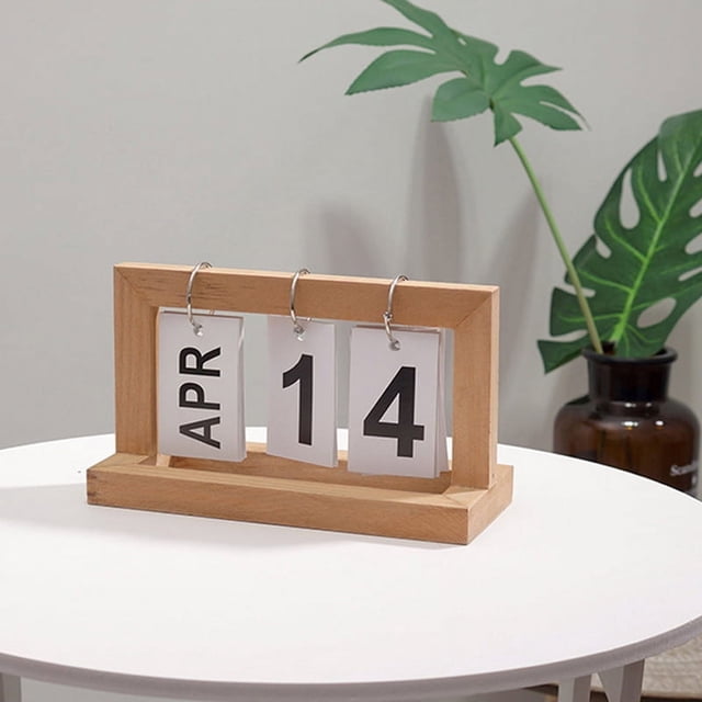 Calendrier de Bureau, Calendrier de Bureau en Bois Réutilisable, Calendrier de Tableau à Rabat, Fonctionnalité Polyvalente