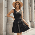 thumbnail image 3 of MLDRA Dresses for Women Summer Dresses Sleeveless Button Down Smocked Ruffle Tiered A Lined Casual Swing Mini Black Dress 2026 Spring, 3 of 7