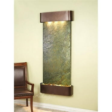 Inspiration Falls Round Copper Vein Green Natural Slate Wall Fountain