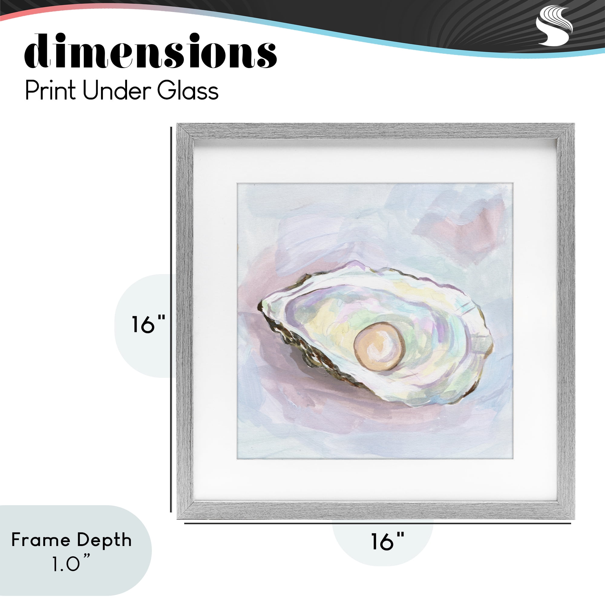 Stupell Industries Silent Opal Oyster Gray Framed Print Under Glass, design by Melissa Wang