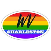 Charleston WV West Virginia Kanawha County Rainbow Pride Flag 6 Stripes Pride Flag Euro Decal Bumper Sticker 3M Vinyl 3" x 5"