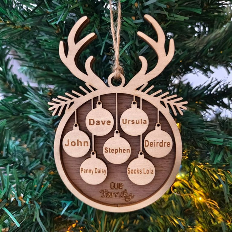 Personalized Christmas Tree Ornament Custom Name Modern Holiday Decorations  Laser Cut Names Xmas Bauble Gift for Family, Gift Name Tags 2023