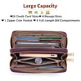thumbnail image 3 of TAZAG women's new wallet genuine leather long double zipper bag fashionable camellia embossed first layer cowhide wallet, 3 of 10