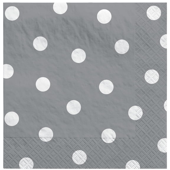 Silver Polka Dot Lunch Napkins (16ct)