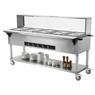 KFFKFF 5-Compartment Professional Food Heater, 5 x 20.6QT Electric Hot Food Display, 3750W Commercial Grade Buffet Food Heater with Protective Acrylic Shield