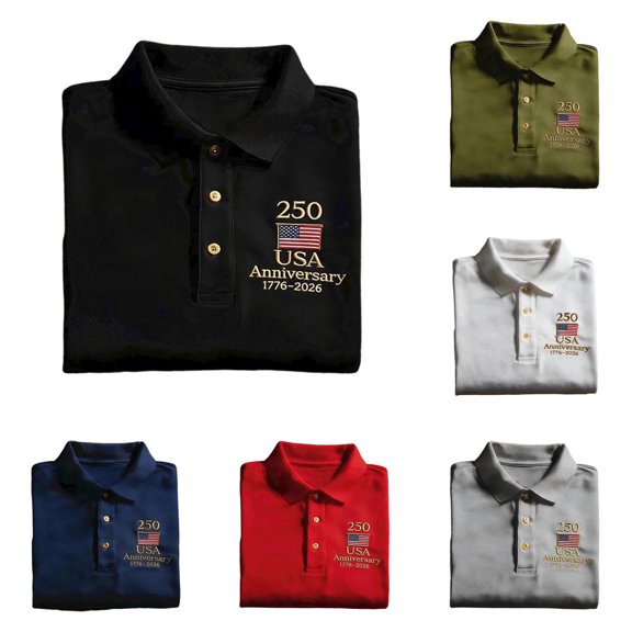 NordicNest Mens Golf Polo Shirts 250 Anniversary USA Shirt Collared Dress USA PoloTops 250th Birthday Patriotic Flag Print Shirt