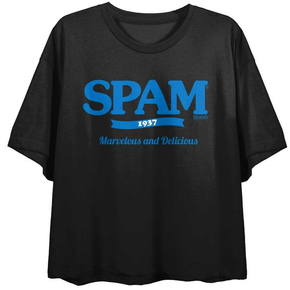 Spam Brand 1937 Logo Women's Black Crop T-shirt-Medium
