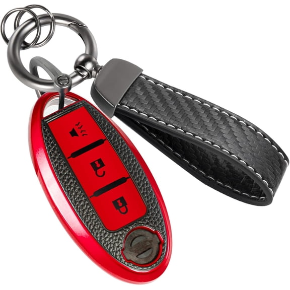 for Nissan Key Fob Cover with Luxury Metal Braided Rope Keychain,Upgraded Soft Key Case for Nissan Key Shell (3 Button only)